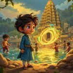 Arjun watching magical glow on the bank of river Ganges