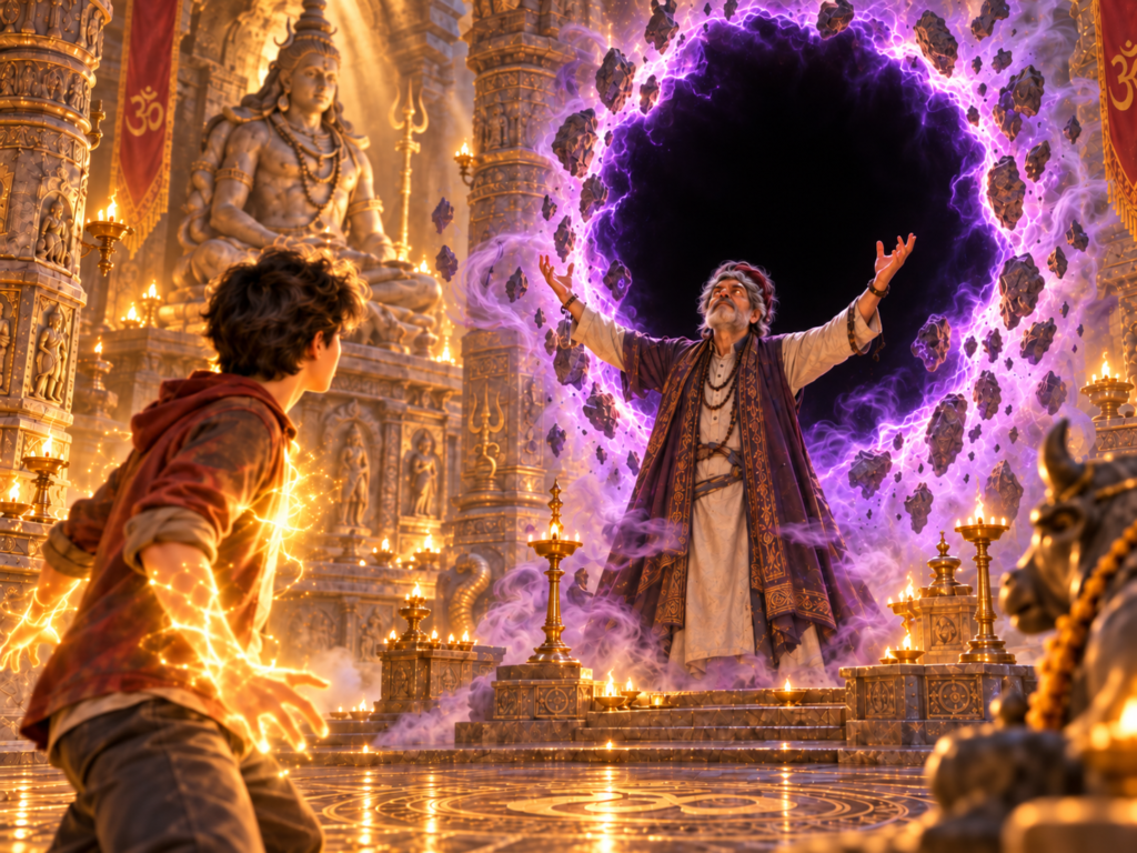 In Magic Of Banaras, Arjun reached main chamber and Mr Sharma is trying to complete the void
